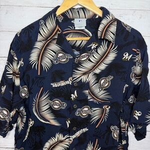 MLB Milwaukee Brewers Hawaiian Short Sleeve Button Up Top Men’s Medium